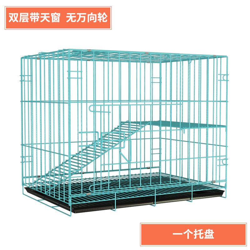 猫笼子家用猫别墅清仓二层三层室内超大自由空间猫窝猫舍猫咪用品_1_293 60*41*52双层蓝色套餐四（收藏加购送羊羔毛平台垫）