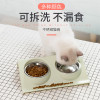 猫碗狗碗宠物不锈钢双碗喂食盆喝水防打翻猫粮狗粮碗自动饮水用品_2 小号 绿色