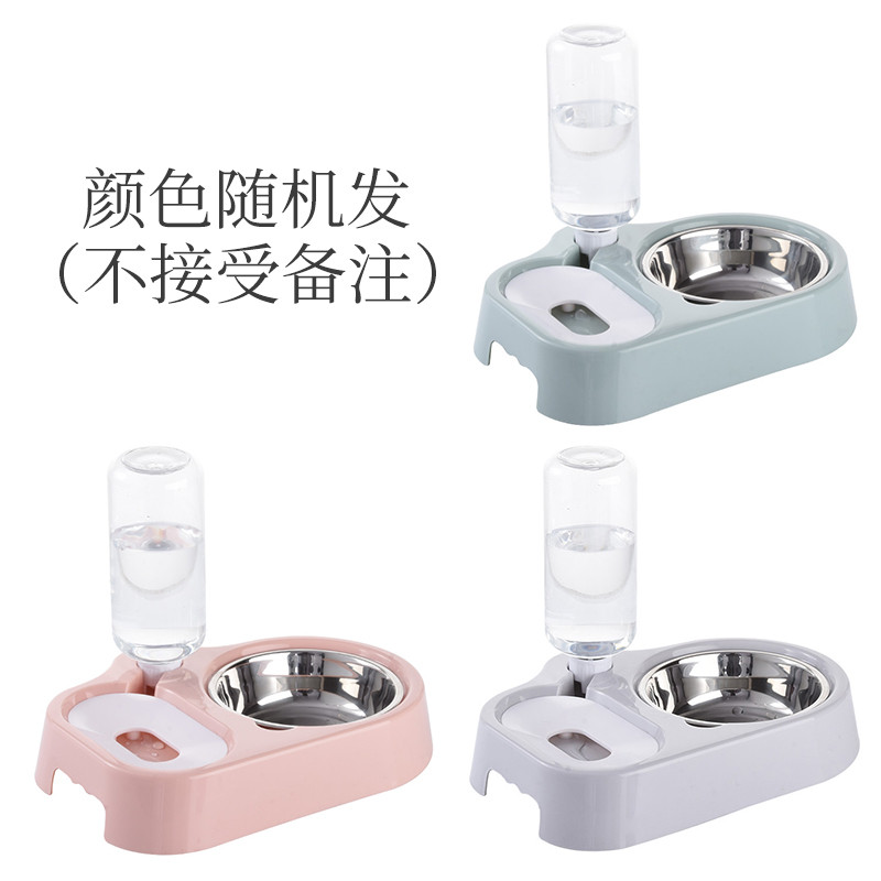 猫碗不锈钢狗碗双碗不湿嘴自动饮水器两用猫宠物粮狗食盆猫咪用品_5 适合猫/小型犬 随机不指定颜色