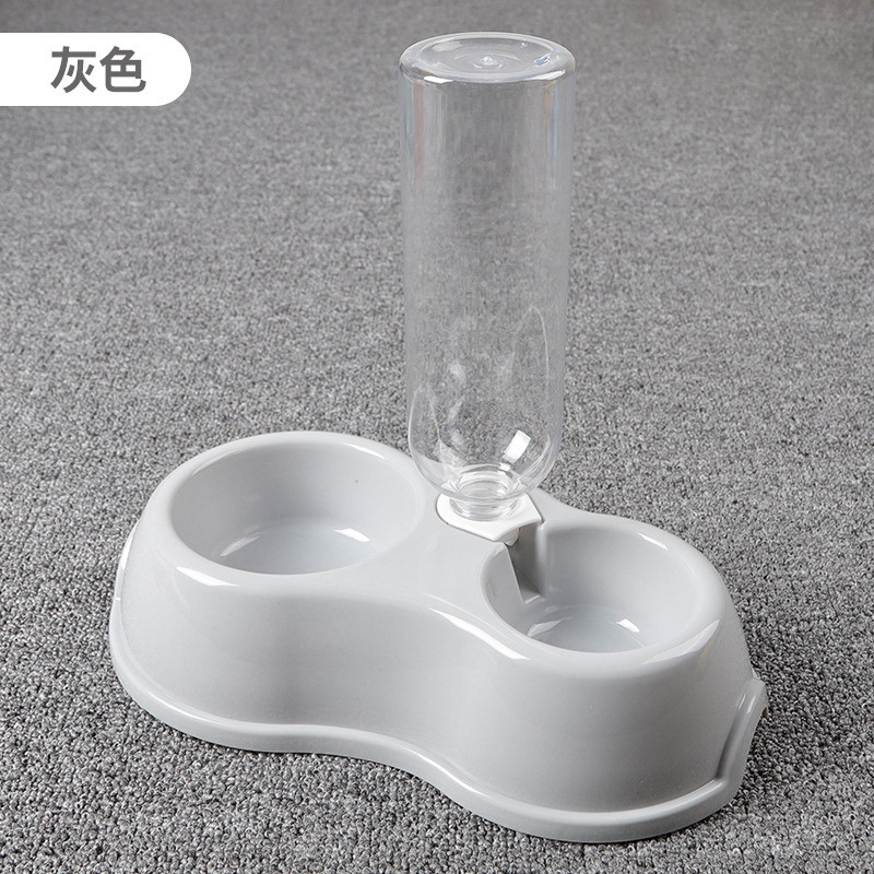 猫碗猫食盆狗碗狗盆泰迪狗狗双碗猫咪中小型犬自动饮水器宠物用品_13 通用 浅灰色