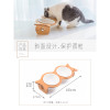 猫碗猫食盆陶瓷双碗狗单碗悬挂不锈钢宠物碗饮水保护颈椎猫咪用品 M-中型 橡木不锈钢款下单备注刻字内容