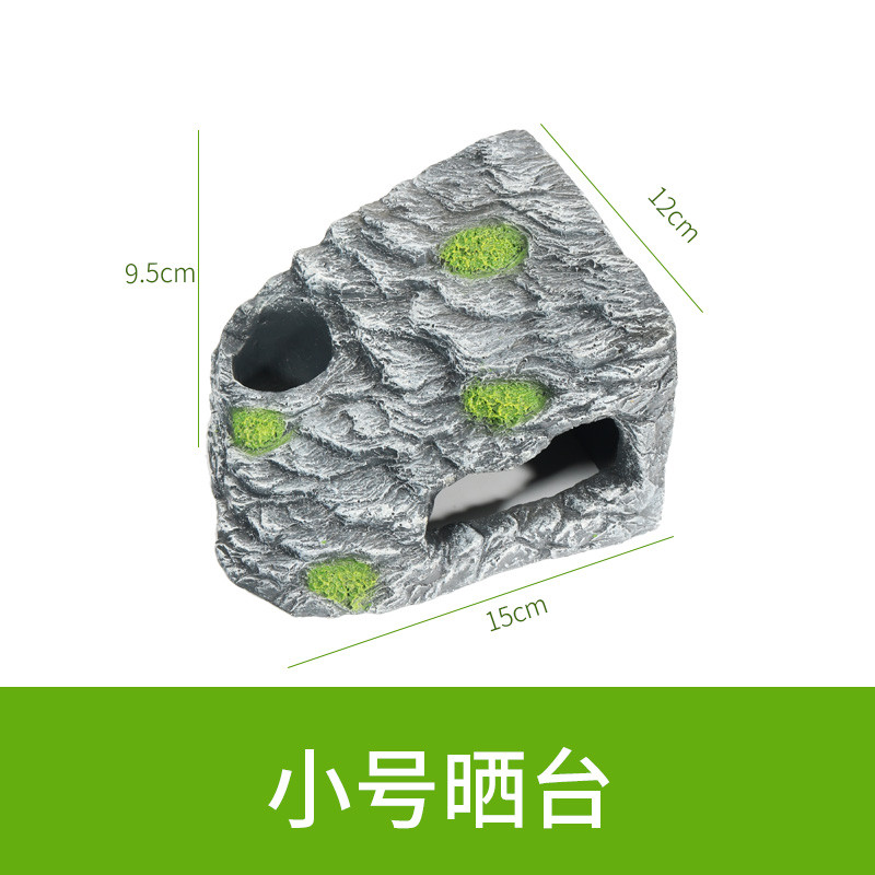晒台巴西龟缸乌龟晒背台爬梯爬虫造景躲避洞爬坡台爬台石头用品_1 默认尺寸 小号方形晒台