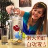 自洁生态鱼缸塑料免换水创意懒人桌面造型摆设个性小型透明仿玻璃_1 默认尺寸 .圆形缸