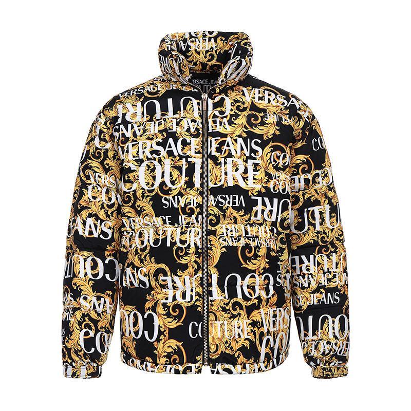 Versace Jeans 范思哲 男款聚酯纤维鸭绒羽绒服外套上衣 E5GUA911 25055 899-黑色LOGOBAROQUE印花 52