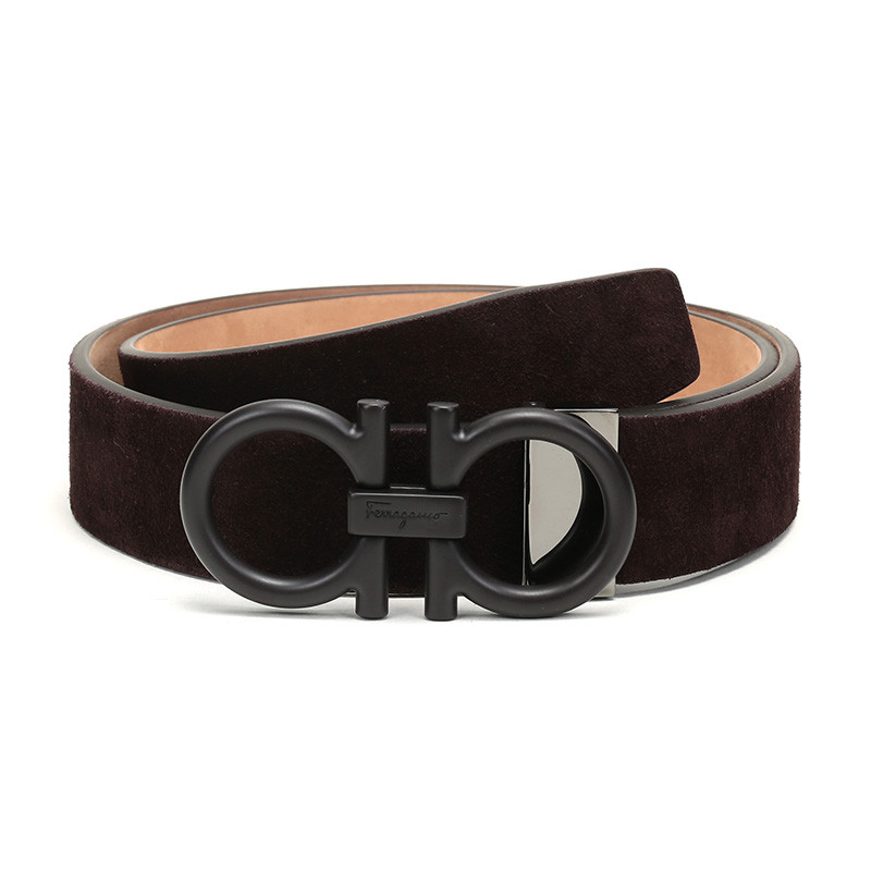Salvatore Ferragamo 菲拉格慕 男款绒面皮革板扣式皮带腰带 679955 100 0728146-棕色