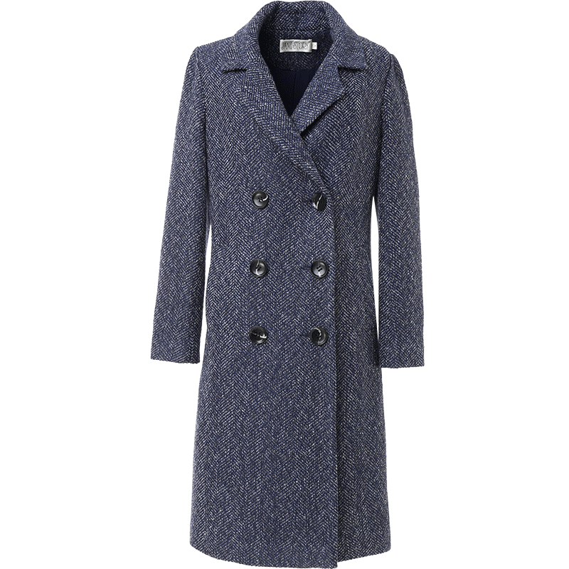 经典故事双排扣大衣女中长款2019冬季新款赫本风毛呢外套大衣女 165/88A/L M13深蓝色