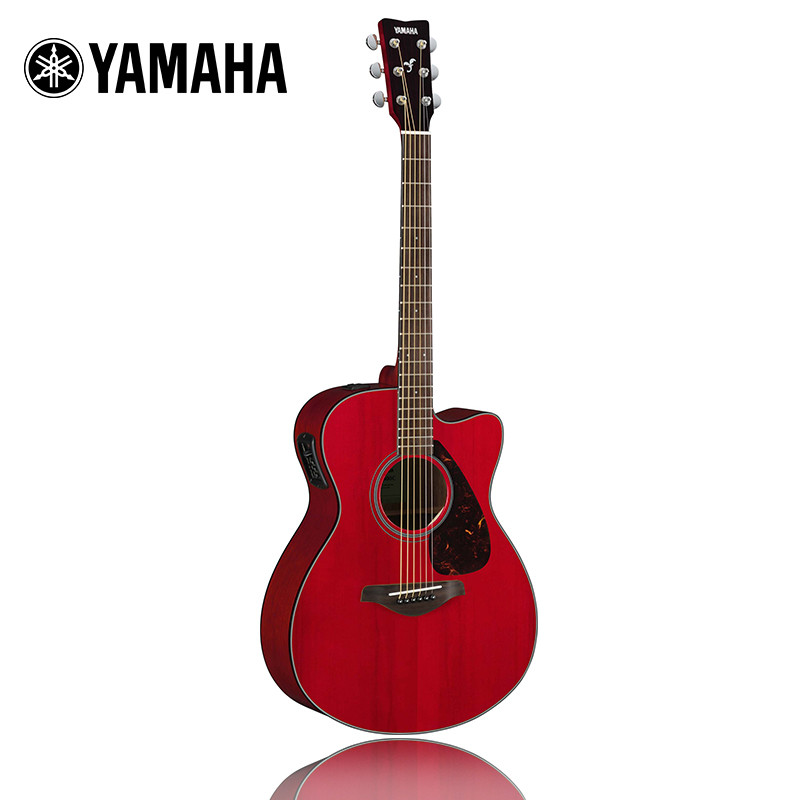 雅马哈（YAMAHA）FSX800CRR电箱吉他 雅马哈吉他初学入门吉他男女木吉它jita乐器 木吉他缺角 40英寸 电箱款红宝石色