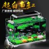 鱼缸小型超白玻璃热带水族箱长方形生态水缸中型客厅金鱼缸_3 默认尺寸 500带水泵LED灯+红荷花鹅卵石造景