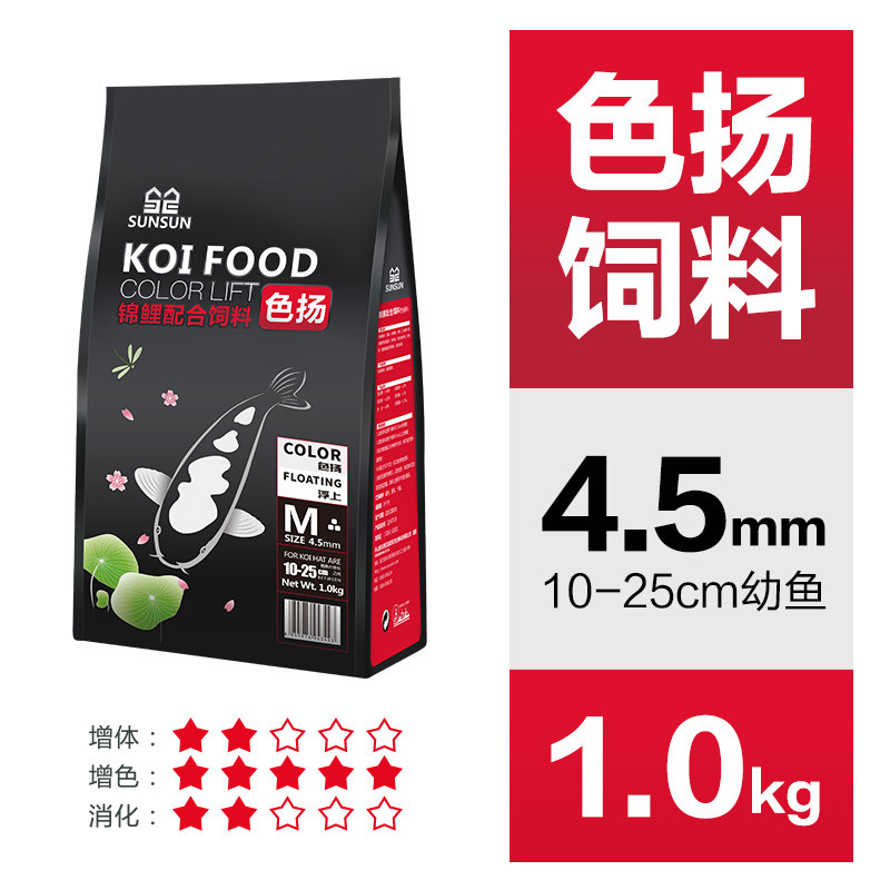 大型中型锦鲤鱼食专用鱼粮增色增体锦鲤鱼饲料不浑水家用池塘 默认尺寸 锦鲤专用色扬型1KG（4.5mm）适用25CM以下鱼