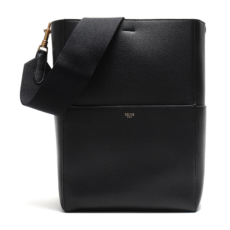 CELINE 赛琳 女士牛皮SANGLE BUCKET手提单肩包 189593AH4 38NO-黑色