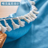 北欧桌布纯色茶几长方形餐桌布艺素色米白纯白色台布灰色现代简约 90*130cm 百丽桔深蓝流苏桌布