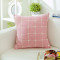 现代简约沙发靠垫正方形可拆洗客厅长方形抱枕套大靠枕灰色皮外皮_1 70X70cm（单独抱枕套） 北岛蕾丝咖色抱枕