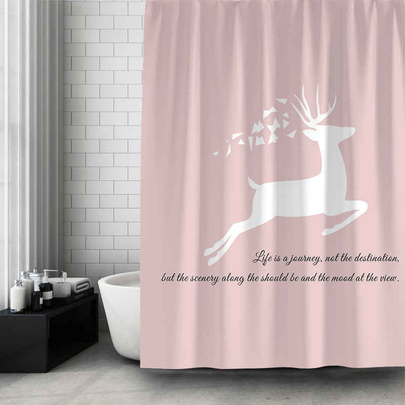 ins风浴帘套餐免打孔浴室隔断防水防霉加厚洗澡帘淋浴房干湿分离 默认尺寸 【套餐有杆优惠10元】宽120高200