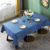 日式桌布布艺灰色棉麻亚麻餐桌布纯色现代简约素色茶几台布长方形 130*130cm 旭风纯蓝桌布