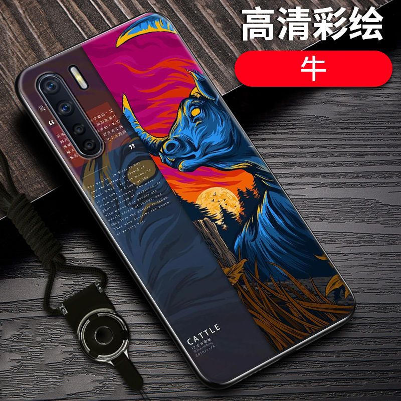 oppoa91手机壳防摔A91十二生肖国潮定制软硅胶全包边PCGM00保护套_500 牛-12生肖-黑边国潮彩绘其他型号咨询客服