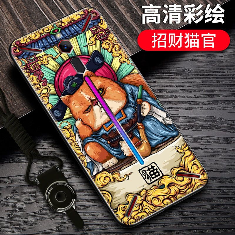 红魔Mars游戏手机壳NX619J软硅胶防摔努比亚红魔3/3s国潮风保护套_245 红魔Mars/NX619J招财猫官-国潮彩绘