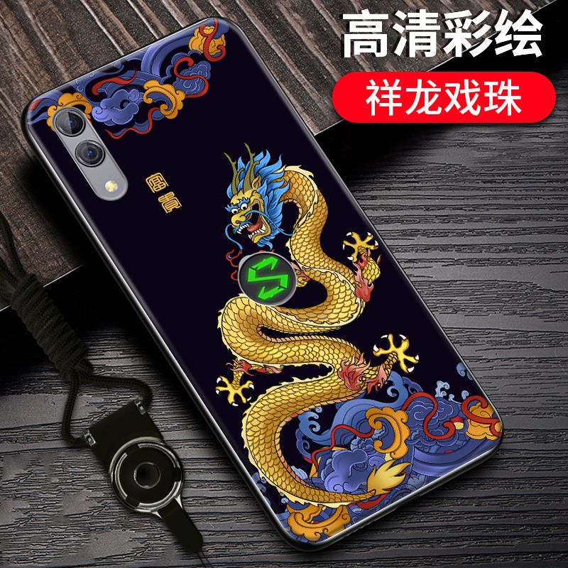 小米黑鲨游戏手机2手机壳硅胶防摔Helo/2pro/1代国潮SKW-A0保护套_75 黑鲨2/SKW-A0桃花猫-国潮彩绘
