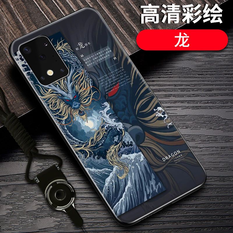 三星s11手机壳玻璃壳防摔s11+十二生肖国潮风硅胶新款s11se保护套_760 龙-12生肖-黑边国潮彩绘三星s11+