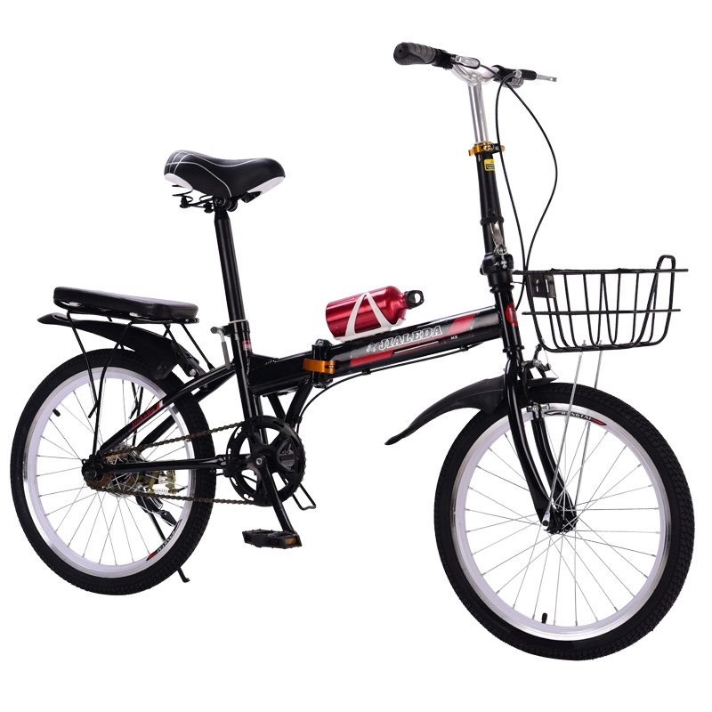 折叠自行车超轻便携成年人20寸男女式学生可放后备箱变速小型单车(99f) 20寸黑红色单速_礼包