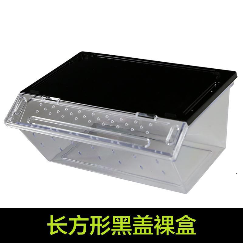 小号饲养箱塑料透明蝎子守宫蜥蜴养殖箱陆龟昆虫鸣虫饲养盒_1_223 默认尺寸 长方形黑盖裸盒