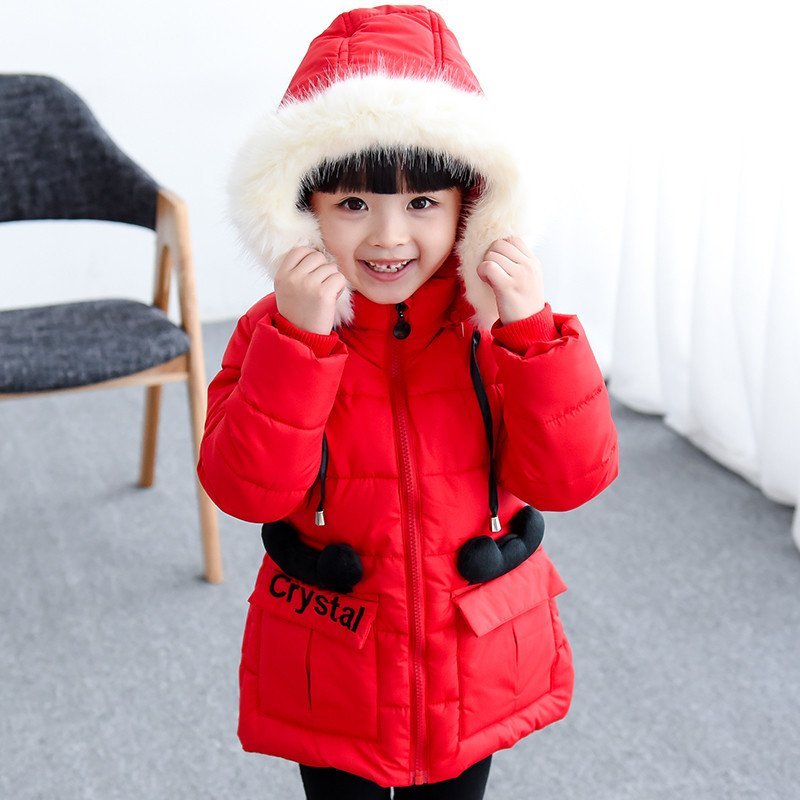 儿童棉衣加绒加厚中小童保暖外套卡通图案小孩棉袄60022 红色 100cm