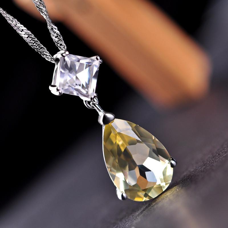 jolee羽兰 纯天然水晶项链女纯银 时尚 爱之晶灵 节日生日礼物 天然淡