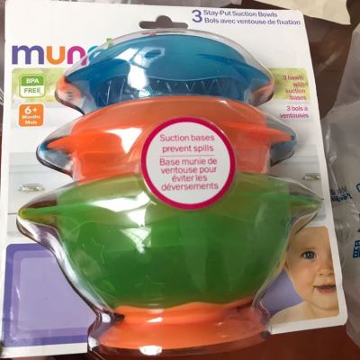 满趣健(munchkin）母婴婴幼儿童餐具吸盘碗3只装宝宝儿童餐具辅食饭碗餐碗套装 PP材质 功能喂养晒单图