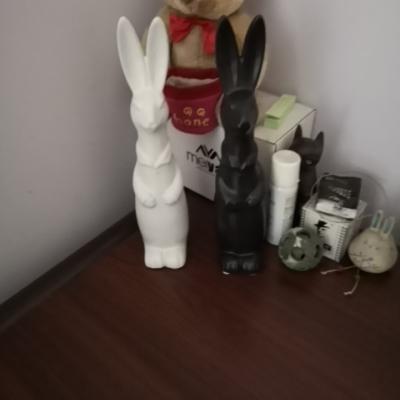 新品北欧风格兔子家居装饰品陶瓷创意结婚礼物客厅玄关电视柜摆件 北欧B得兔兔黑白一对晒单图