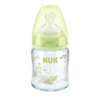 NUK耐高温120ml宽口玻璃彩色奶瓶(带初生型硅胶中圆孔奶嘴).