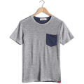 VaLS 男装时尚撞色拼接个性口袋圆领短袖T恤休闲纯色T恤010300053(灰色/XL)