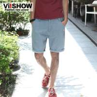 viishow 男士简约纯色短裤韩版潮裤 KD119(蓝色/31)