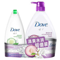多芬沐浴乳衡悦水润1L+清透水润300mL