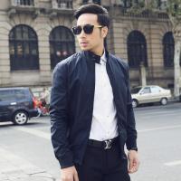 WARMMEMORY男士纯棉时尚商务休闲简约夹克K5MS001 黑色 S
