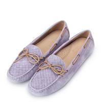 女 浅紫 新品编织羊皮舒适Macaron女士便鞋L15AC001-4 浅紫 39(245)