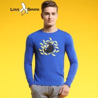 LOVE BANANA水洗长袖T恤男圆领纯棉动物印花街头42083 宝石蓝 L