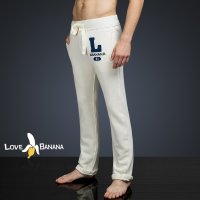 LOVE BANANA 男士拉毛绒水洗磨毛针织卫裤 34068 本白色 XL