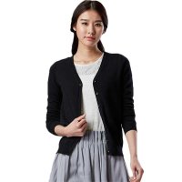初棉女款开衫经典黑S7035 经典黑 L