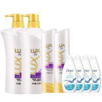 力士水润丝滑洗发乳 750ml*2+力士水润丝滑润发精华素350ml×2+多芬滢润沐浴乳45ml*4