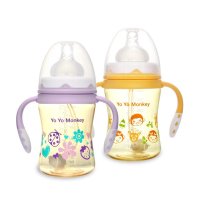 优优马骝(Yo Yo Monkey) 宽口径PPSU奶瓶MS2064 180mL 连手柄 橙色