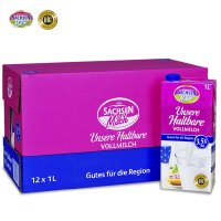 德国进口牛奶 萨克森（Sachsenmilch） 超高温灭菌处理全脂纯牛奶1L*12盒