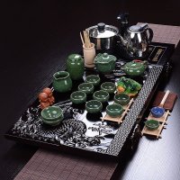 艺宏堂整套 茶具套装 紫砂功夫茶具 四合一电热磁炉 实木 茶盘套装