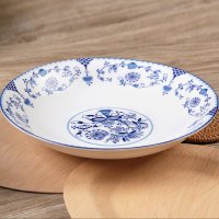韵唐 釉中彩陶瓷餐具套装盘子家用饭盘瓷盘汤盘深盘菜盘子西餐盘子套装心愿8英寸汤盘 4只装 可微波炉 心愿