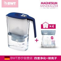 德国原装进口BWT倍世净水壶滤水壶净水器家用直饮3.6升一壶四芯 蓝色