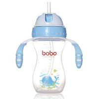 乐儿宝（bobo）一瓶两用PP学饮杯260ML蓝色 适用6个月以上 水杯水壶