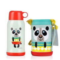 虎牌（Tiger）儿童保温杯卡通不锈钢真空水壶600ml MBJ-C06C-CP 大熊猫 杯盖新款 红色