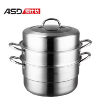 爱仕达（ASD）蒸锅 34CM复合底304不锈钢蒸锅 三层蒸锅锅具JX1534K 带蒸笼蒸屉