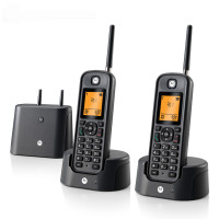 摩托罗拉(MOTOROLA)2.4G数字无绳办公家用无线座机/户外远距离通话/信号穿墙/防水防尘套装O202C(黑色)