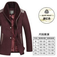 司奇隆羊毛呢大衣中年爸爸装加绒加厚可拆卸大毛领毛呢外套男大衣 185/XXL 1805黑色【长款加绒】