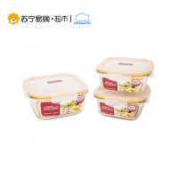 乐扣乐扣(lock&lock)耐热玻璃套装保鲜盒饭盒微波炉 便当盒长方形 四件套LLG429S004 四件套