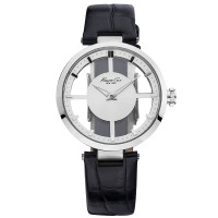 KennethCole/凯尼斯.克尔女士皮带石英表时尚透视女表正品KC手表KC2649 白盘黑带